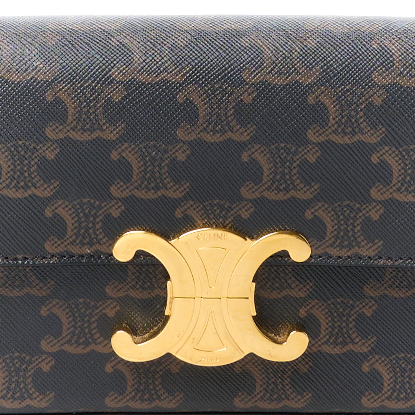 Canvas Calfskin Triomphe Shoulder Bag Tan