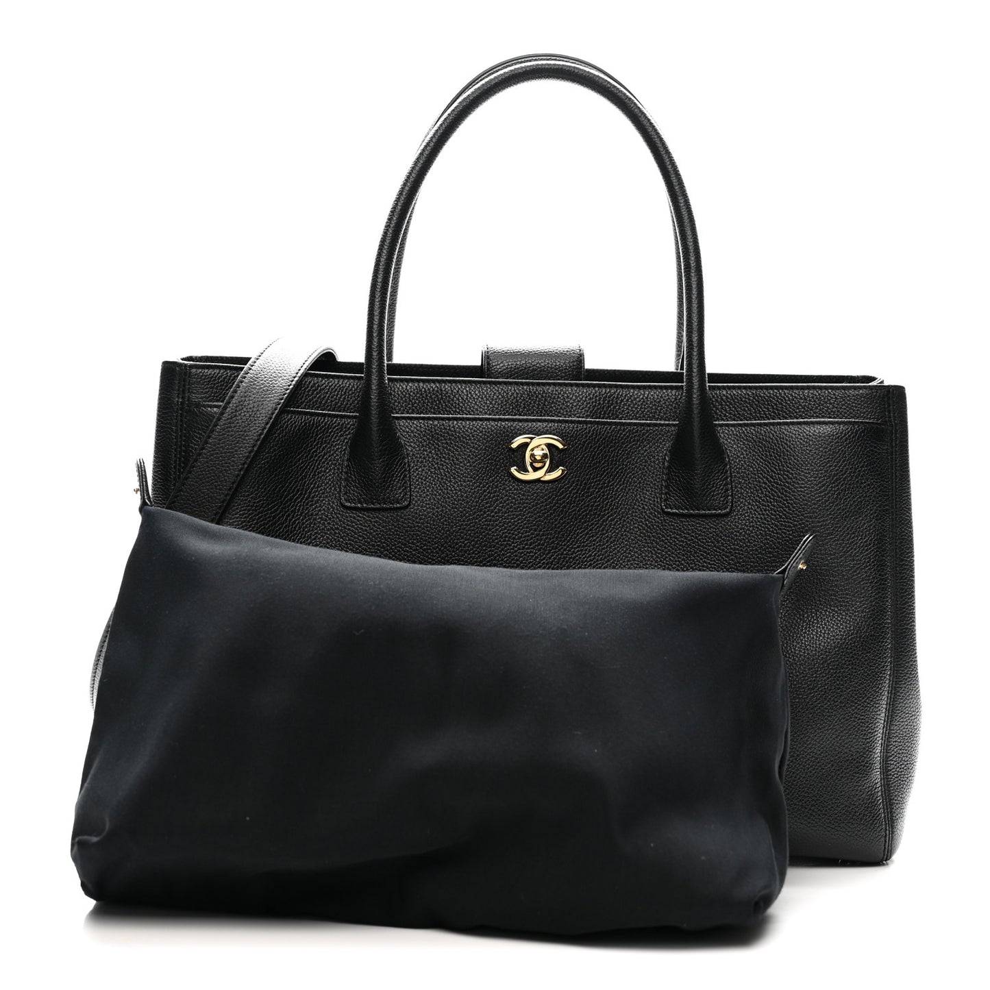 Calfskin Cerf Executive Shopper Tote Black