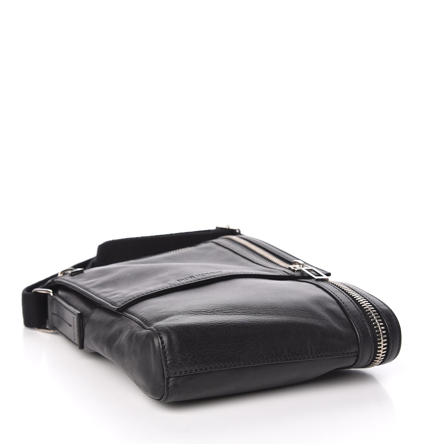 HOMME Calfskin Zip Messenger Black