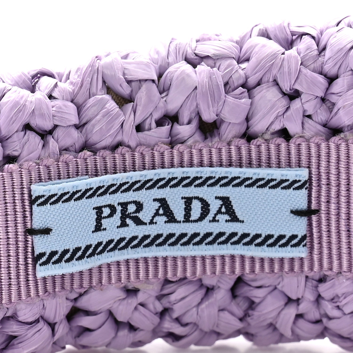 Prada Yarn Raffia Effect Crochet Metal Triangle Logo Headband Lilium 4 of 8