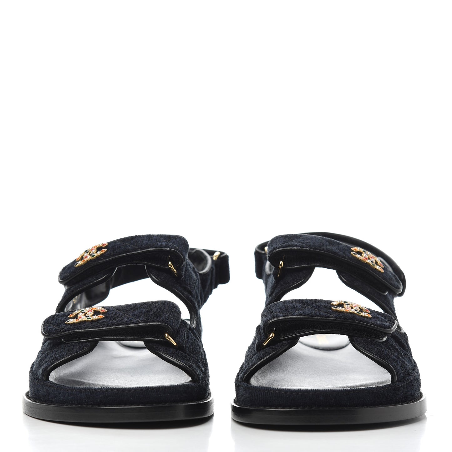 Denim Quilted Velcro Dad Sandals 41 Blue