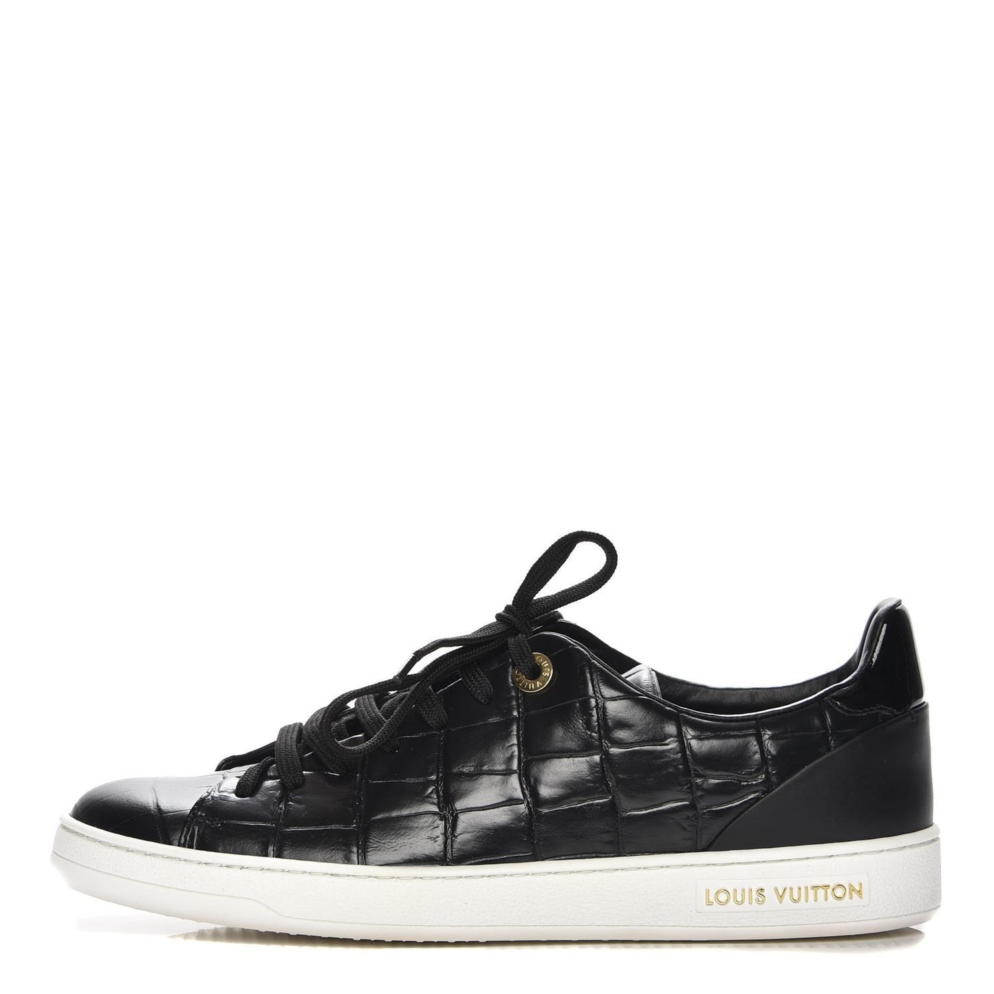 Calfskin Crocodile Embossed Frontrow Sneakers 39 Black