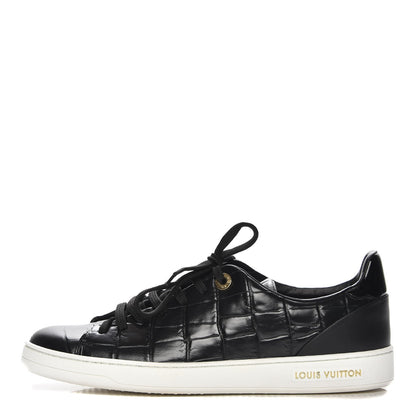 Louis Vuitton Calfskin Crocodile Embossed Frontrow Sneakers 39 Black 1 of 8