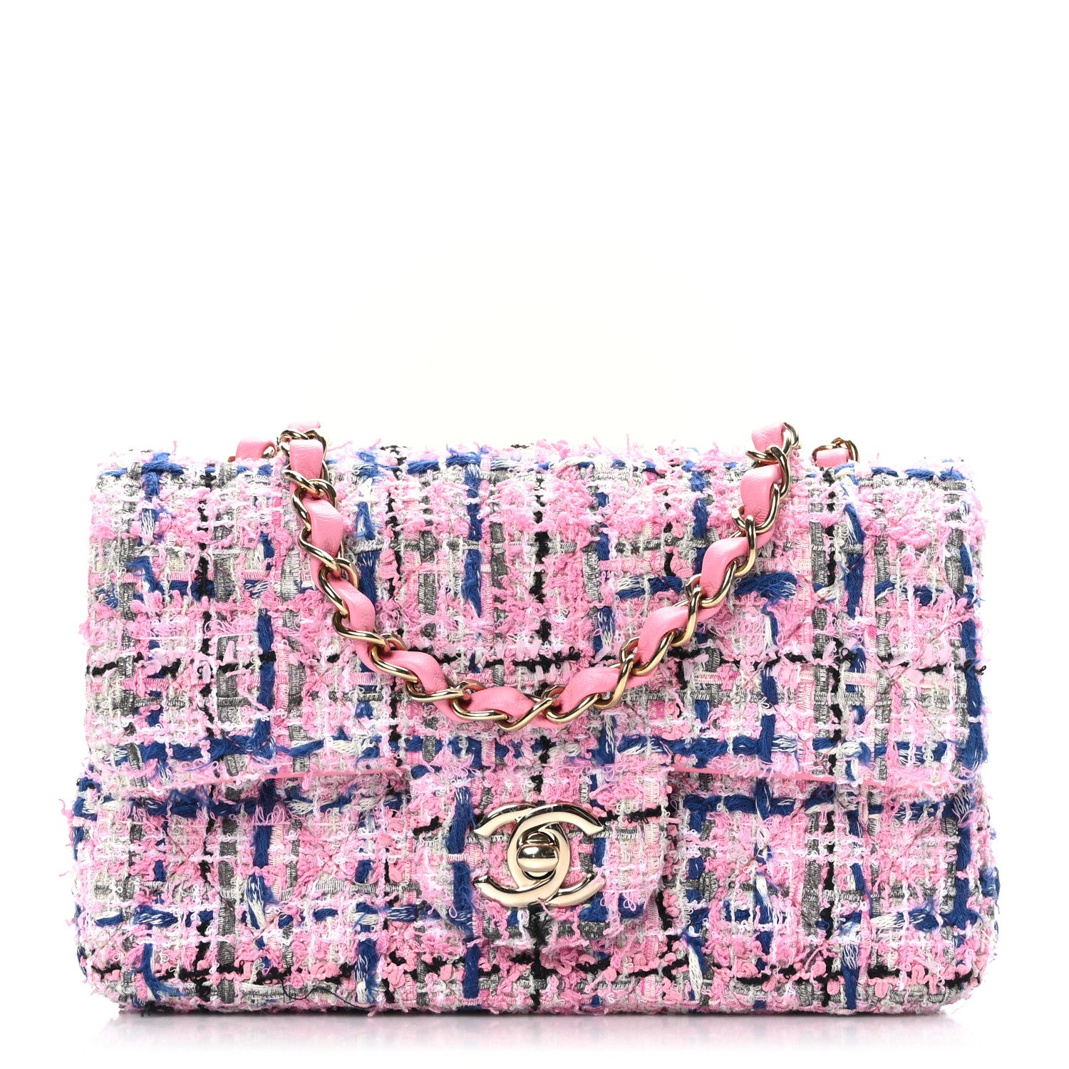 Chanel Tweed Quilted Mini Rectangular Flap Pink Multicolor 1 of 10