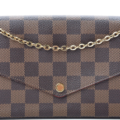 Louis Vuitton Damier Ebene Pochette Felicie Chain Wallet 9 of 12
