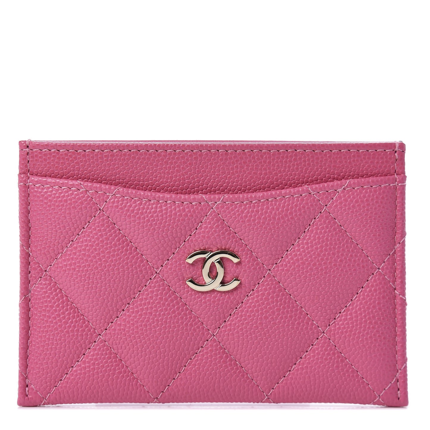 Caviar Quilted Card Holder Pink