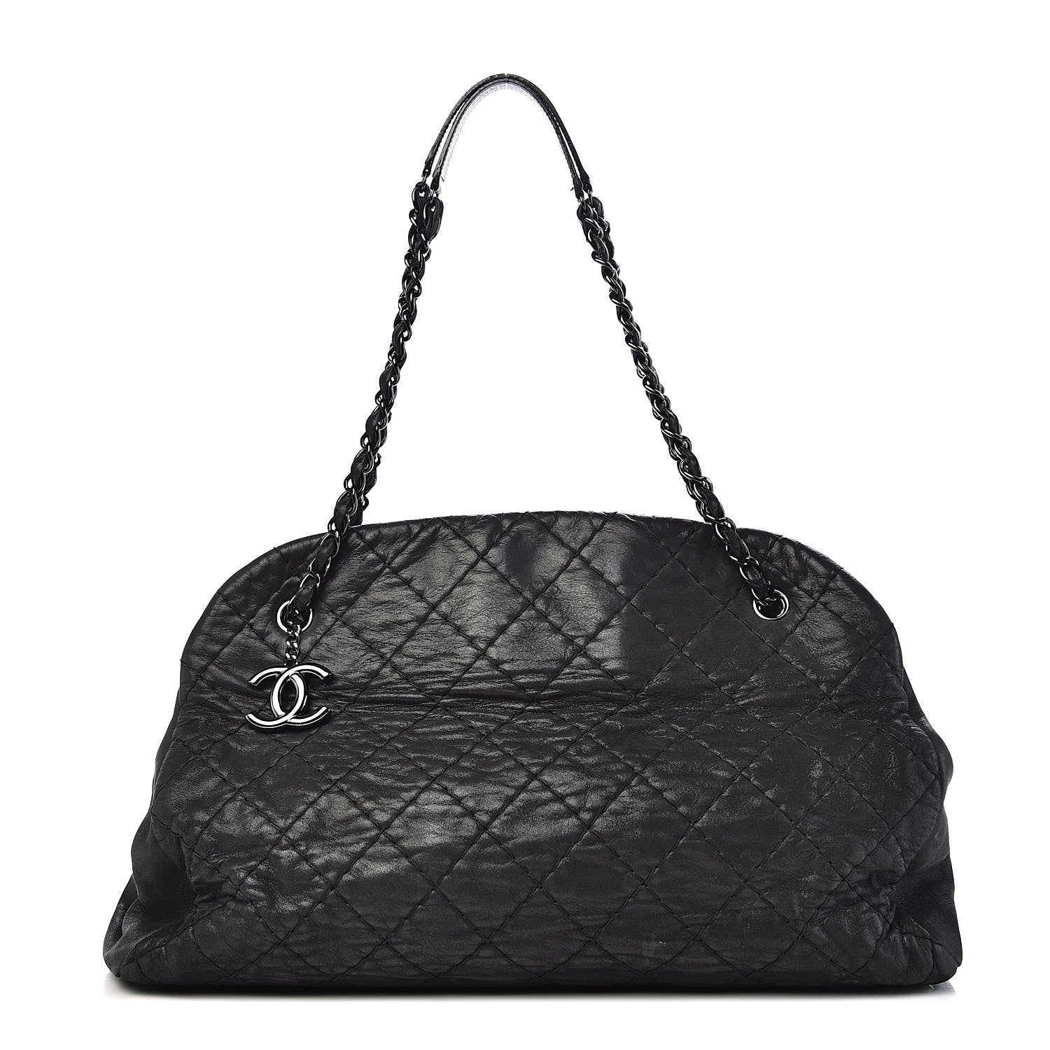 Chanel Iridescent Calfskin Extra Large Just Mademoiselle Bowling Bag Black 1 of 15