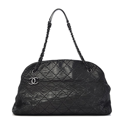 Chanel Iridescent Calfskin Extra Large Just Mademoiselle Bowling Bag Black 1 of 15