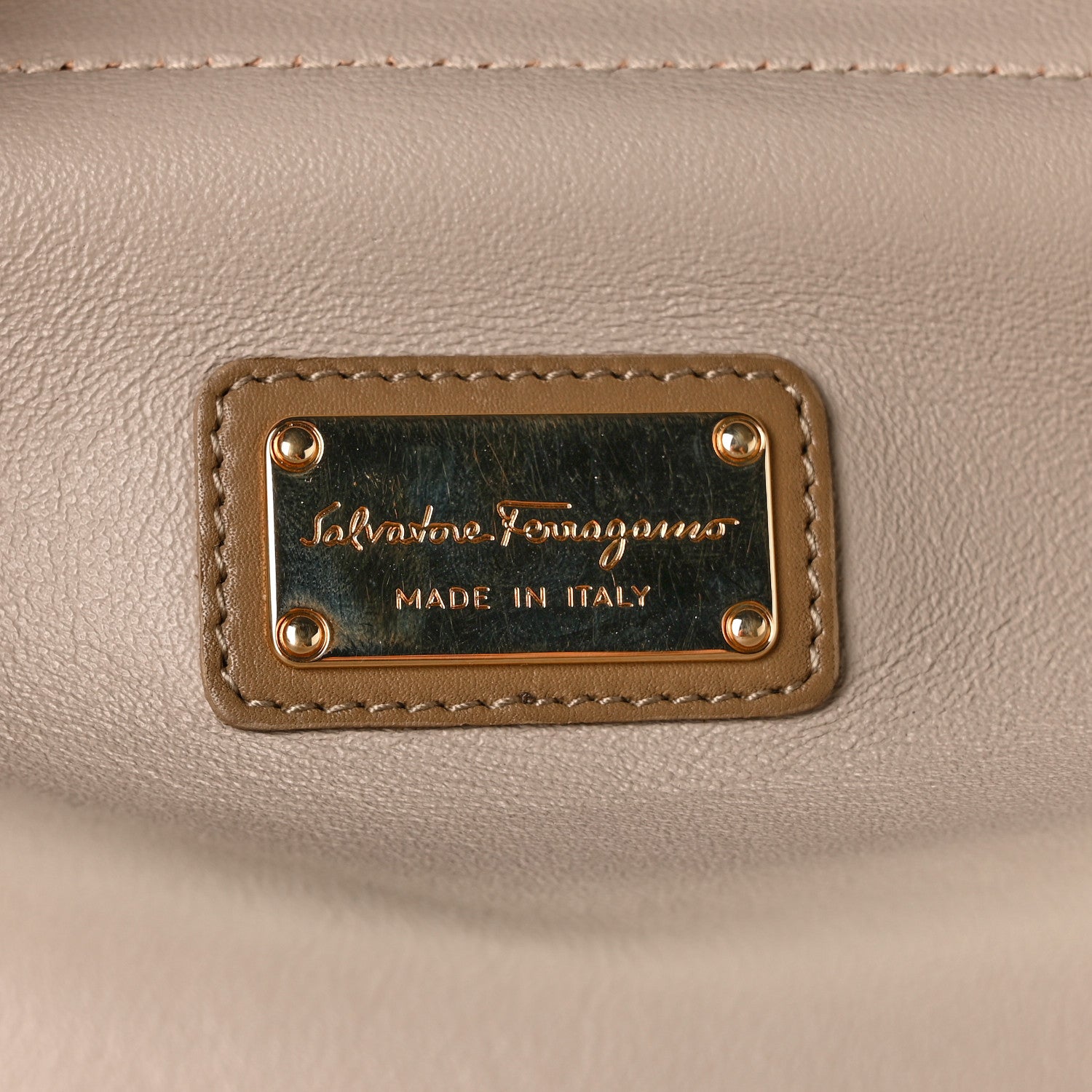 Salvatore Ferragamo Calfskin Sofia Gancini Satchel Brown 6 of 11