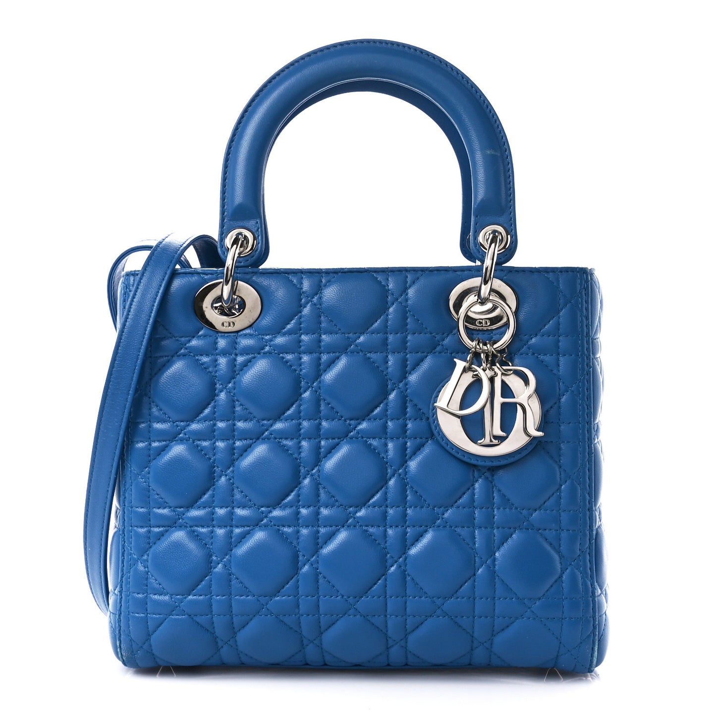 Lambskin Cannage Medium Lady Dior Blue Persan