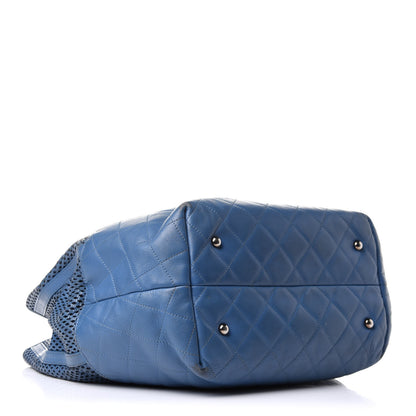 Chanel Calfskin Perforated Up In The Air North South Tote Blue 4 of 16