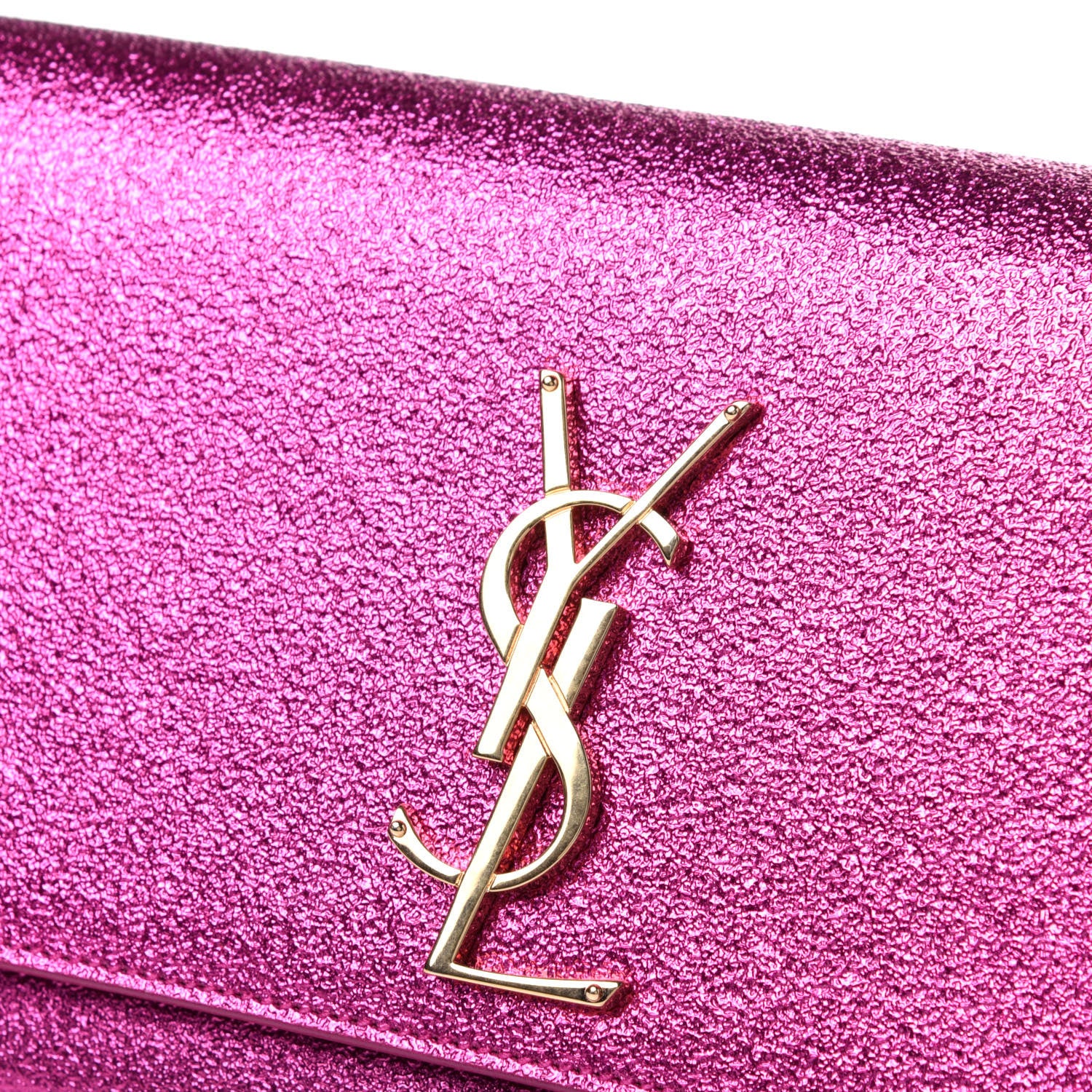 Saint Laurent Metallic Calfskin Monogram Cassandre Clutch Fuchsia 11 of 11