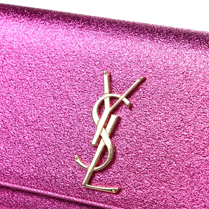 Saint Laurent Metallic Calfskin Monogram Cassandre Clutch Fuchsia 11 of 11