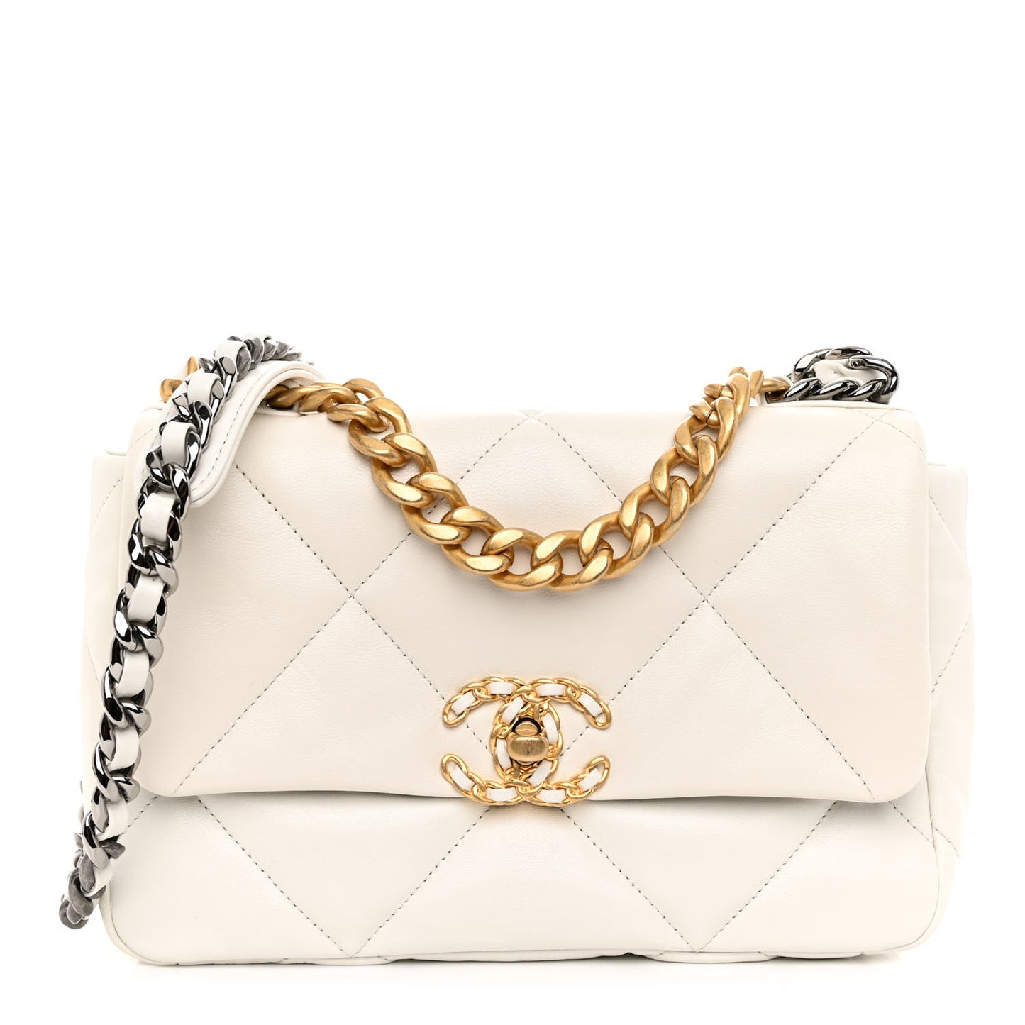 Lambskin Quilted Medium Chanel 19 Flap White