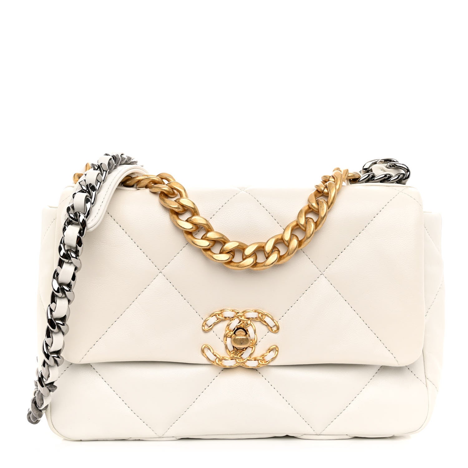 Chanel Lambskin Quilted Medium Chanel 19 Flap White 1 of 11