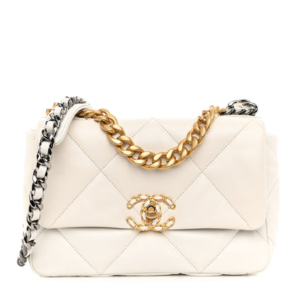 Chanel Lambskin Quilted Medium Chanel 19 Flap White 1 of 11