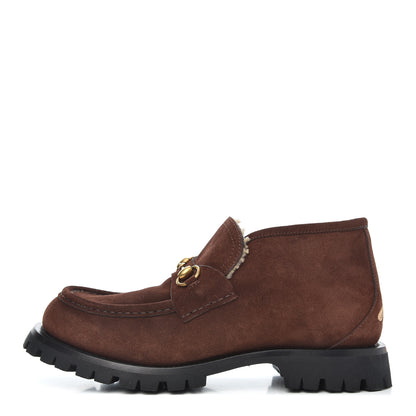 Gucci Suede Shearling Mens Harald Horsebit Ankle Boots 9.5 Light Brown Butterscotch 1 of 9