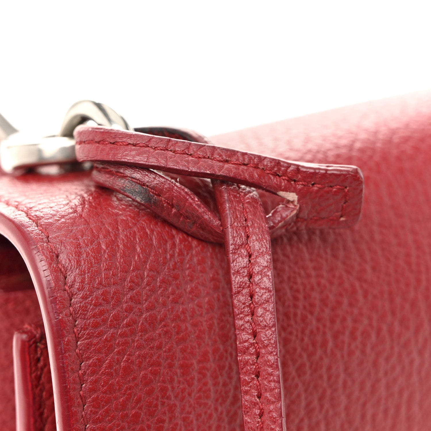 Saint Laurent Grained Calfskin Medium Monogram Sunset Satchel Red 13 of 17