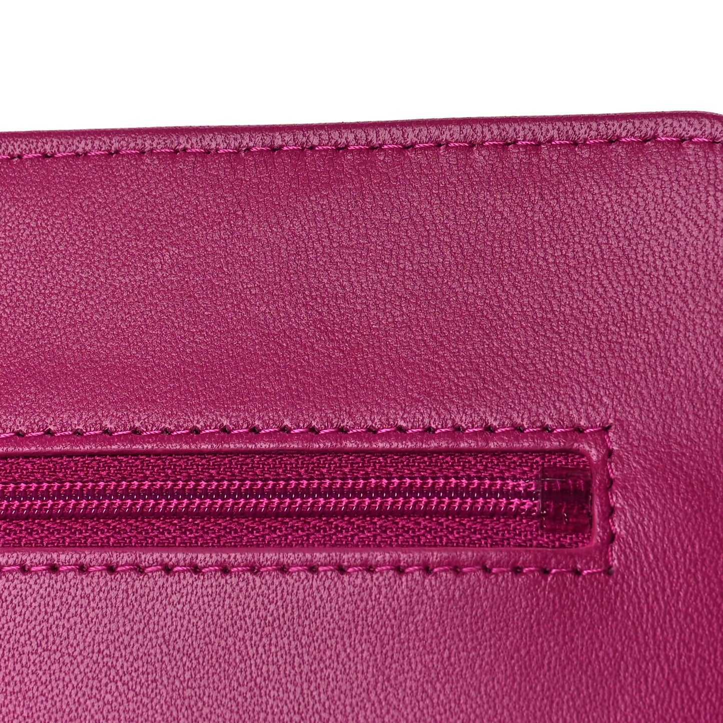 Lambskin Quilted Trendy CC Wallet On Chain WOC Dark Pink