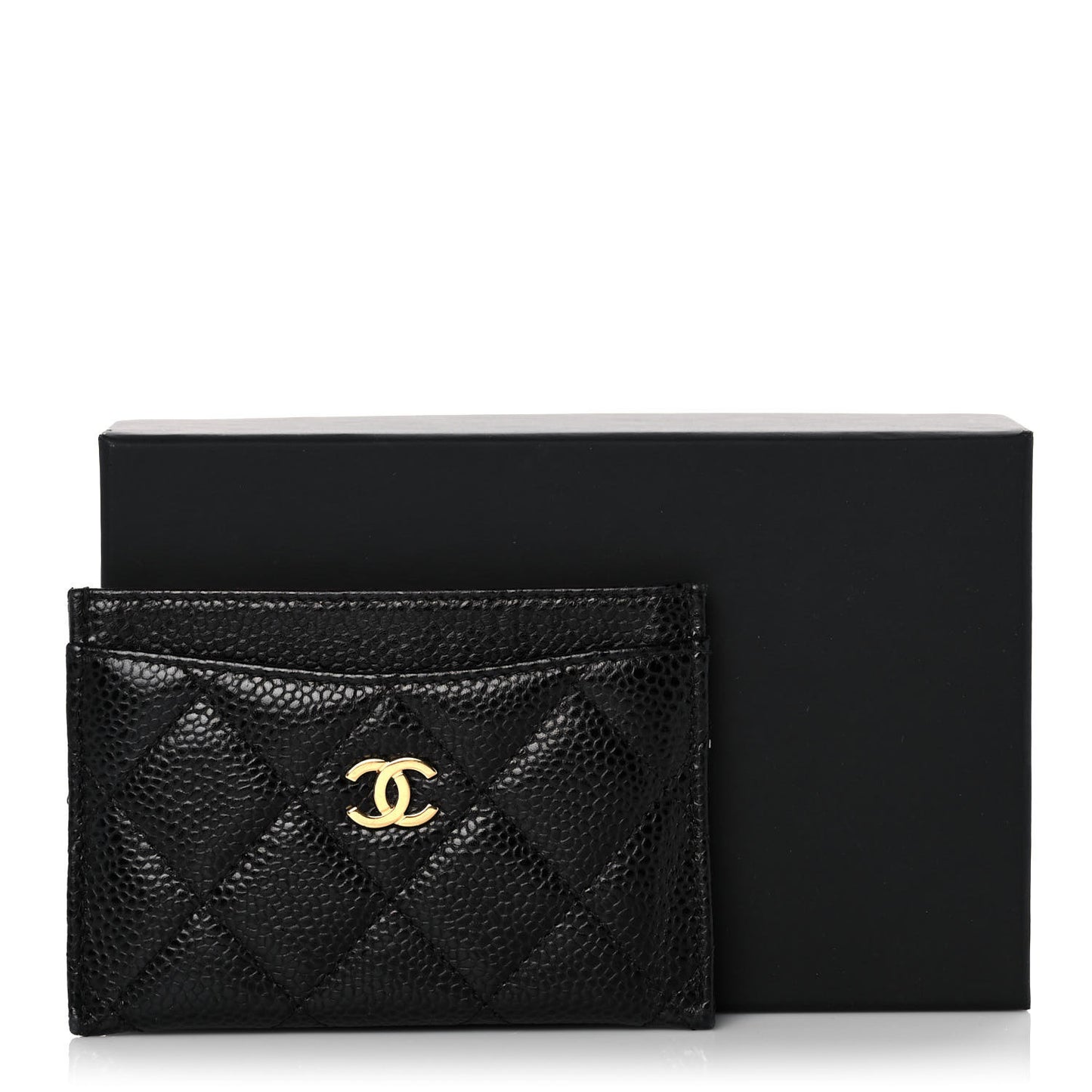 Caviar Quilted Card Holder Black