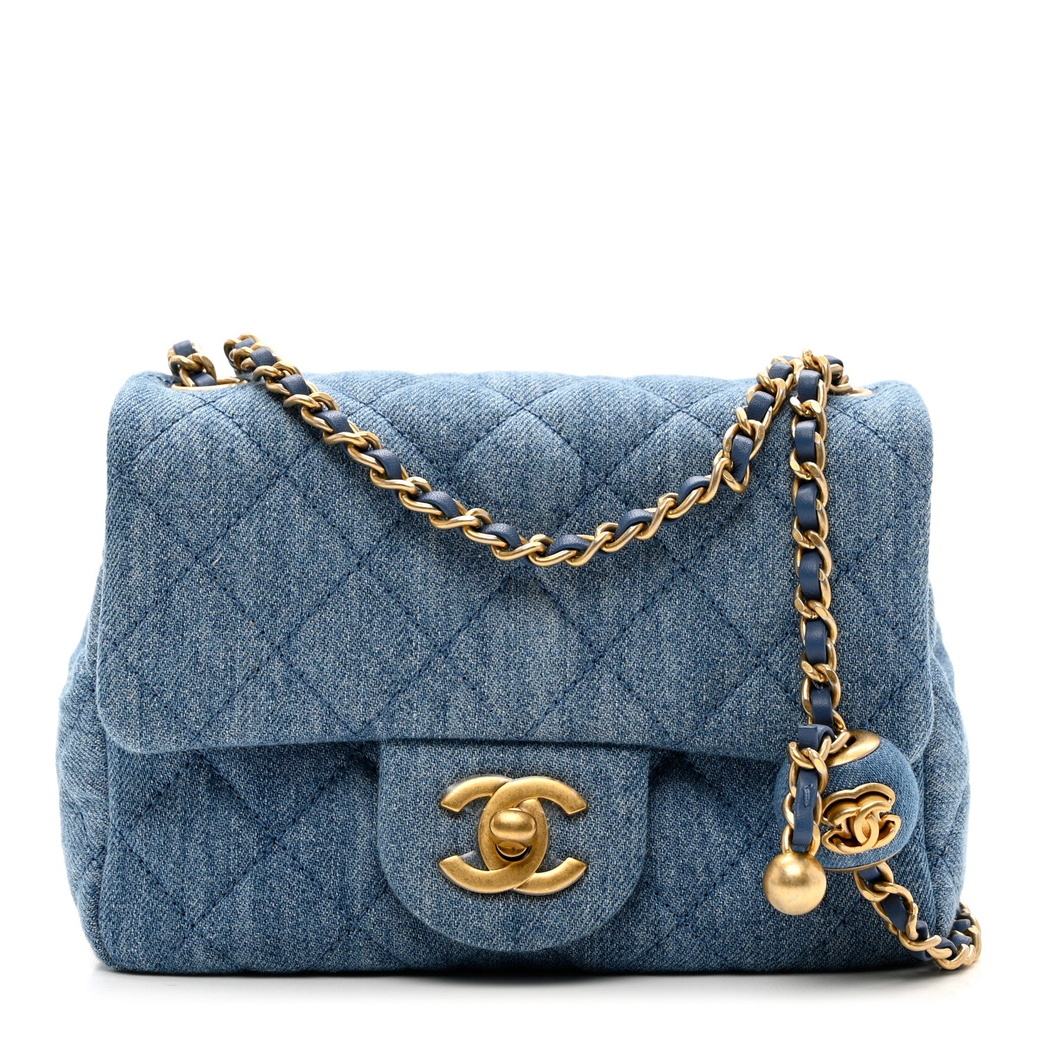 Chanel Denim Quilted Mini Pearl Crush Flap Blue 1 of 9