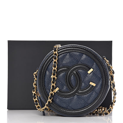 Chanel Caviar Quilted Round Filigree Crossbody Navy Black 10 of 10
