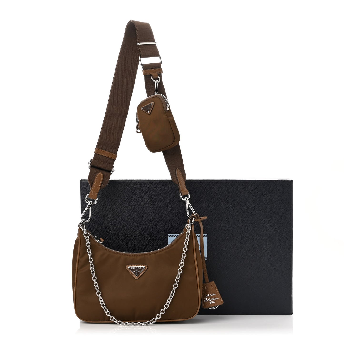 Tessuto Nylon Saffiano Re-Edition 2005 Shoulder Bag Cacao