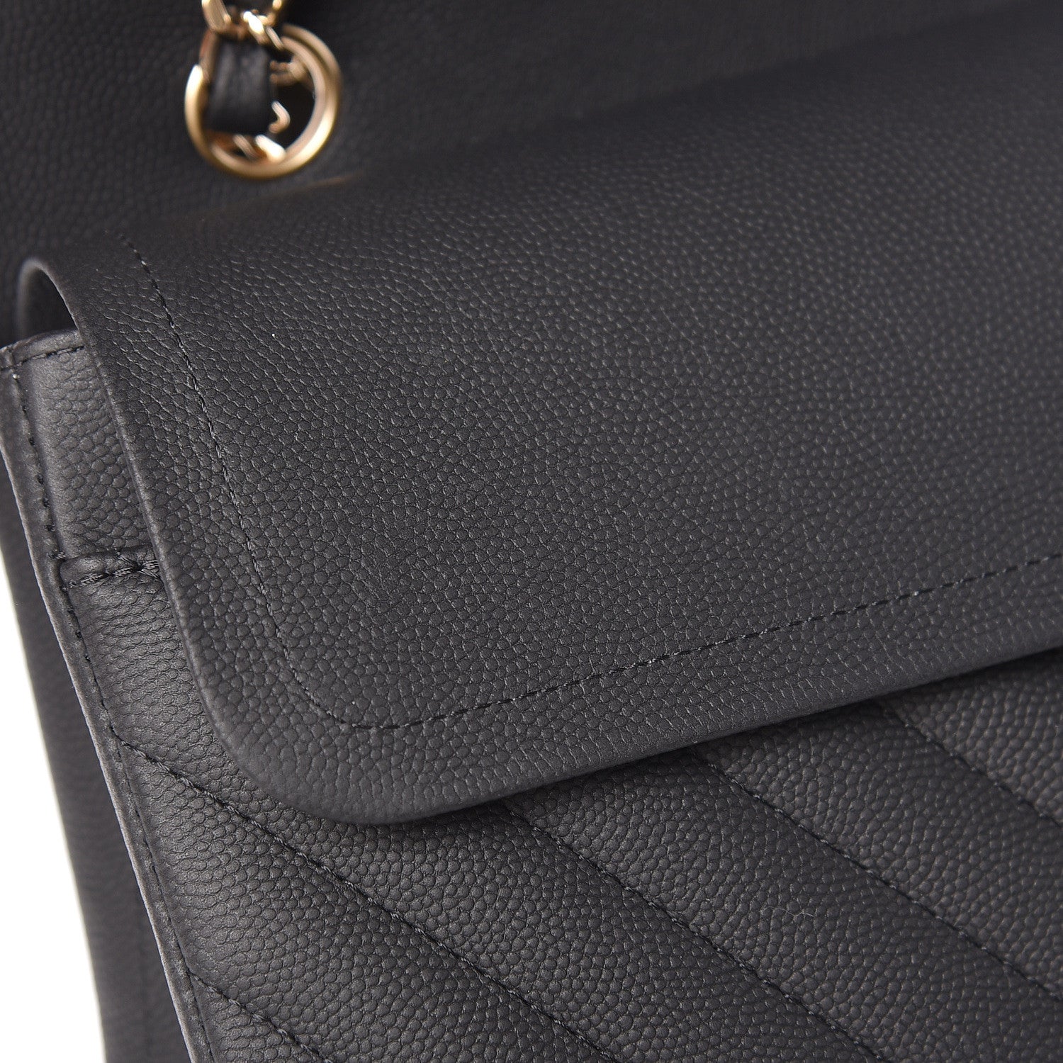 Chanel Caviar Chevron Quilted Medium Double Flap Black 15 of 18