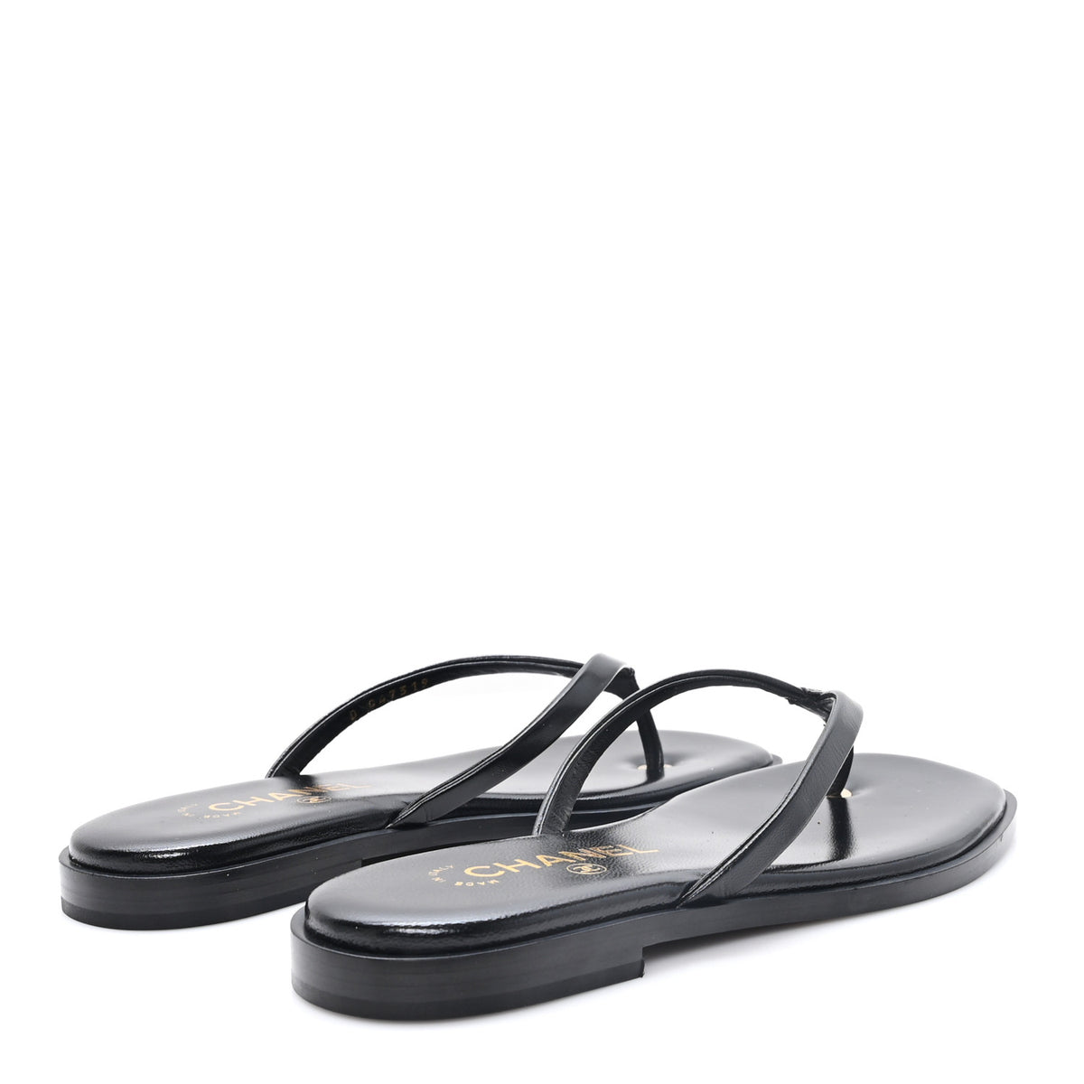 Chanel Goatskin CC Times Square Thong Sandals 37 Black 5 of 10