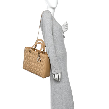 Christian Dior Patent Cannage Large Lady Dior Dark Beige 2 of 10