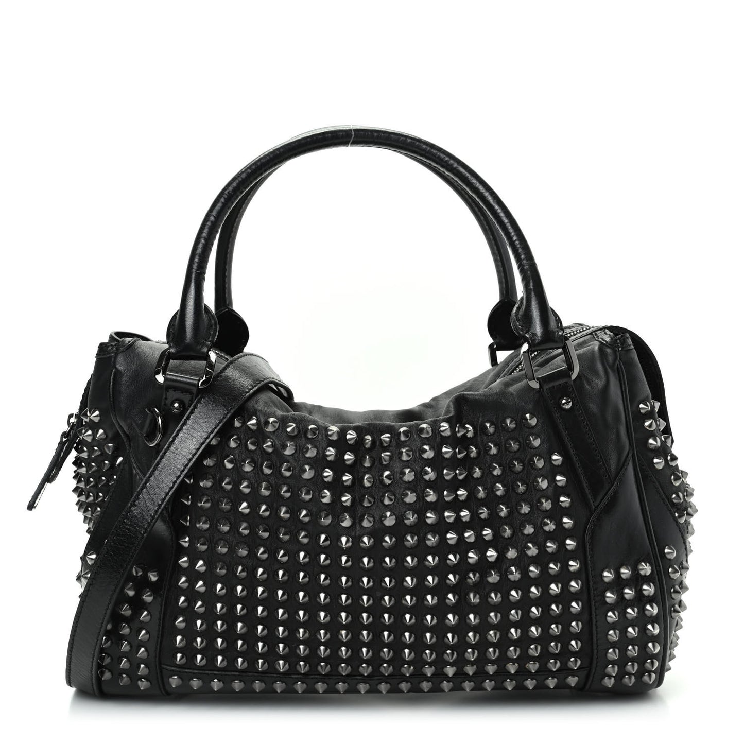 Lambskin Studded Medium Edenham Satchel Black