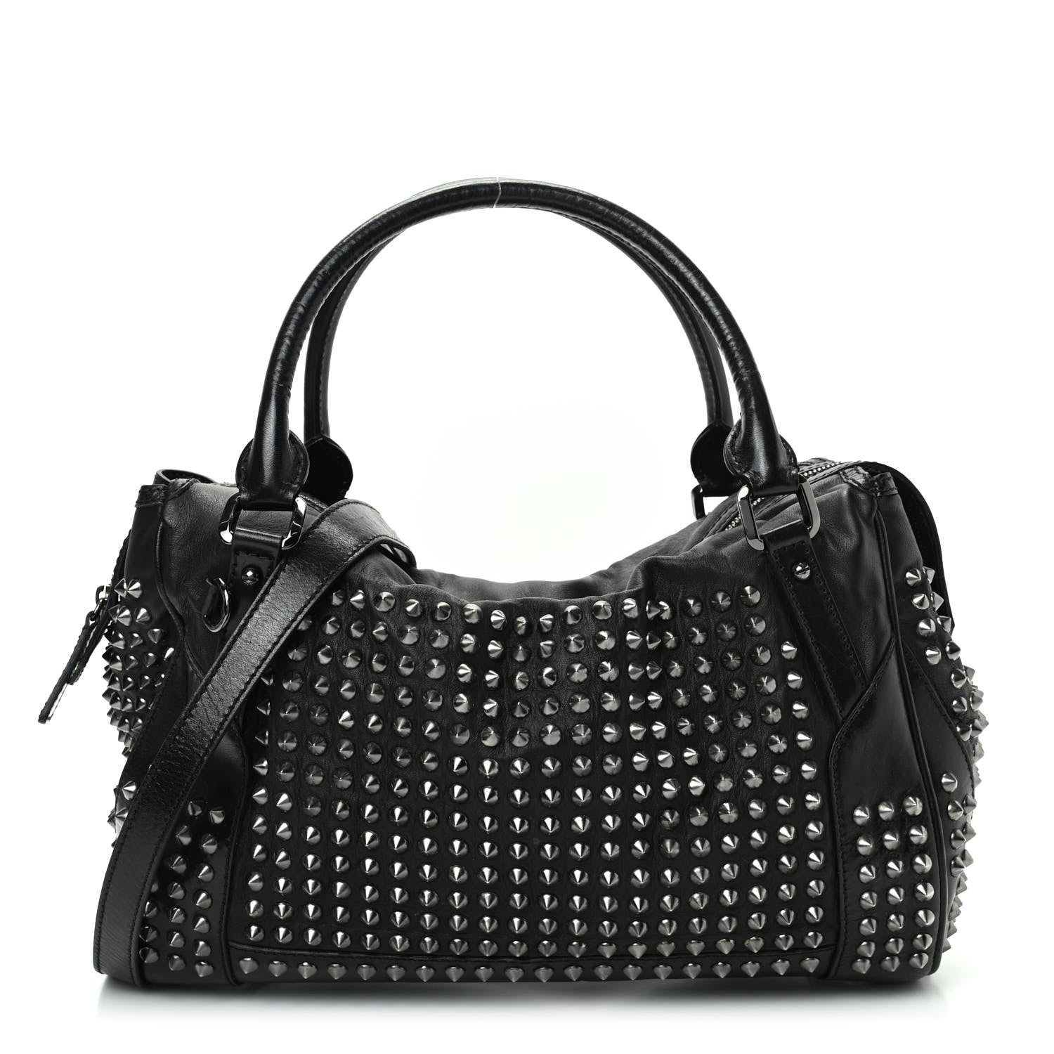 Burberry Lambskin Studded Medium Edenham Satchel Black 1 of 10