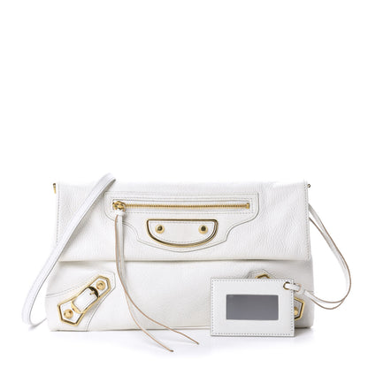 Balenciaga Chevre Gold Metallic Edge Hardware Envelope Clutch White 1 of 10