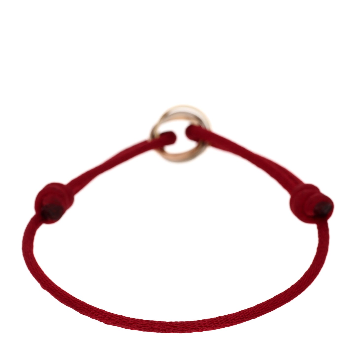 18K Pink Yellow White Gold Trinity Cord Bracelet Red