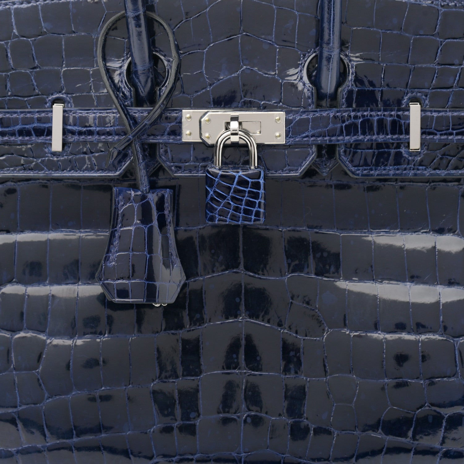 Hermes Shiny Niloticus Crocodile Birkin 25 Bleu Saphir 8 of 20