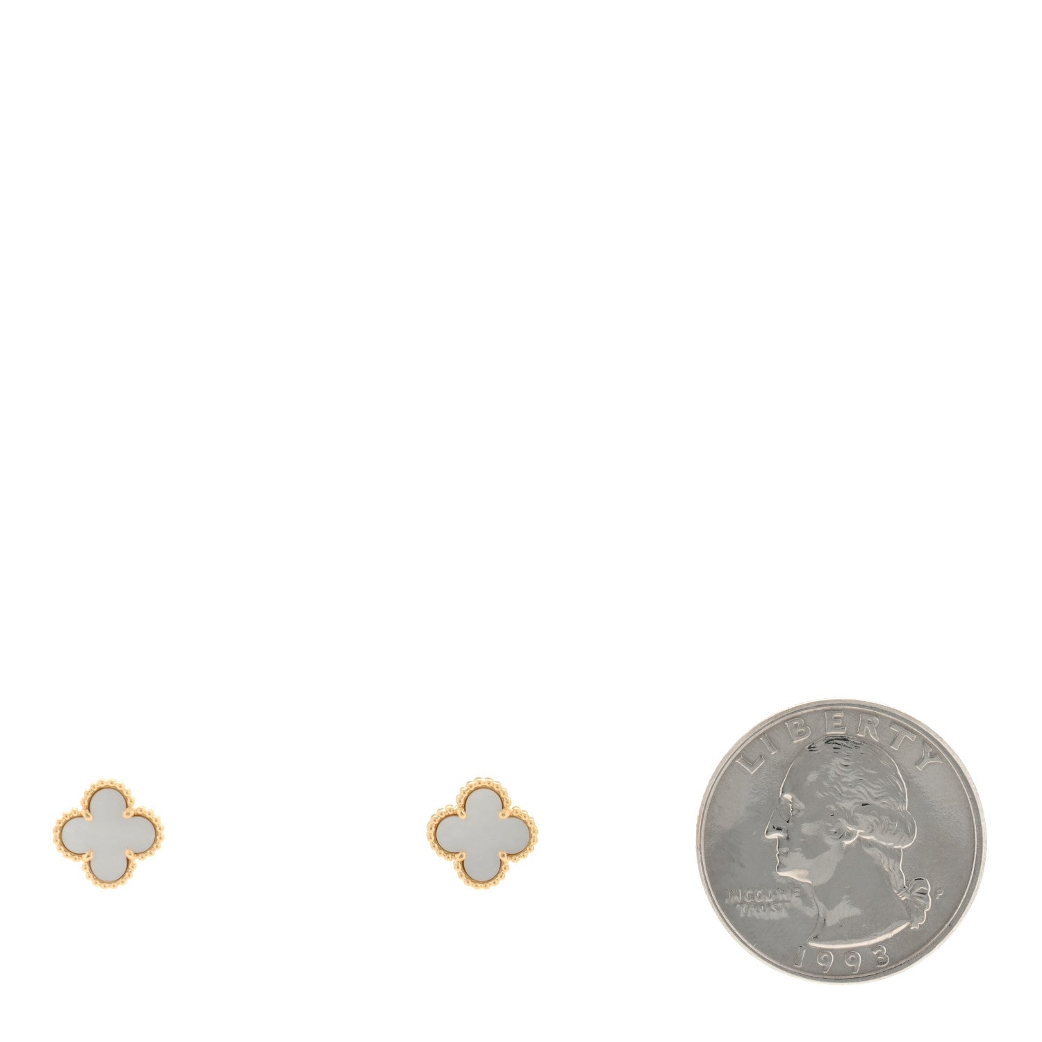Van Cleef & Arpels 18K Yellow Gold Mother of Pearl Sweet Alhambra Earrings 2 of 5