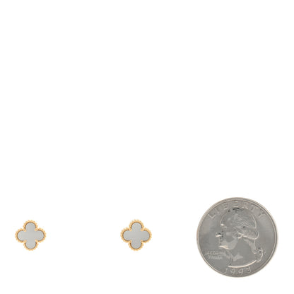 Van Cleef & Arpels 18K Yellow Gold Mother of Pearl Sweet Alhambra Earrings 2 of 5