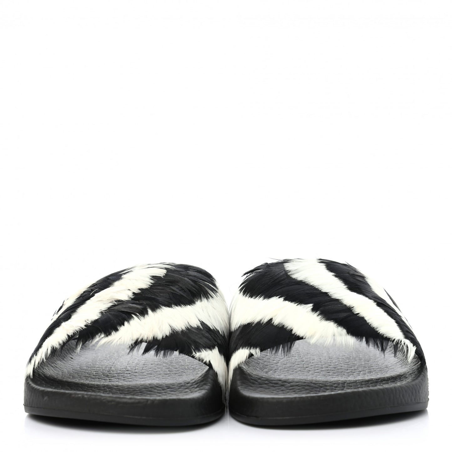 Rubber Feather Pool Slide Sandals 35 Black White