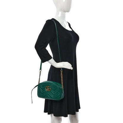 Gucci Calfskin Matelasse Small GG Marmont Chain Shoulder Bag Emerald Green 2 of 13