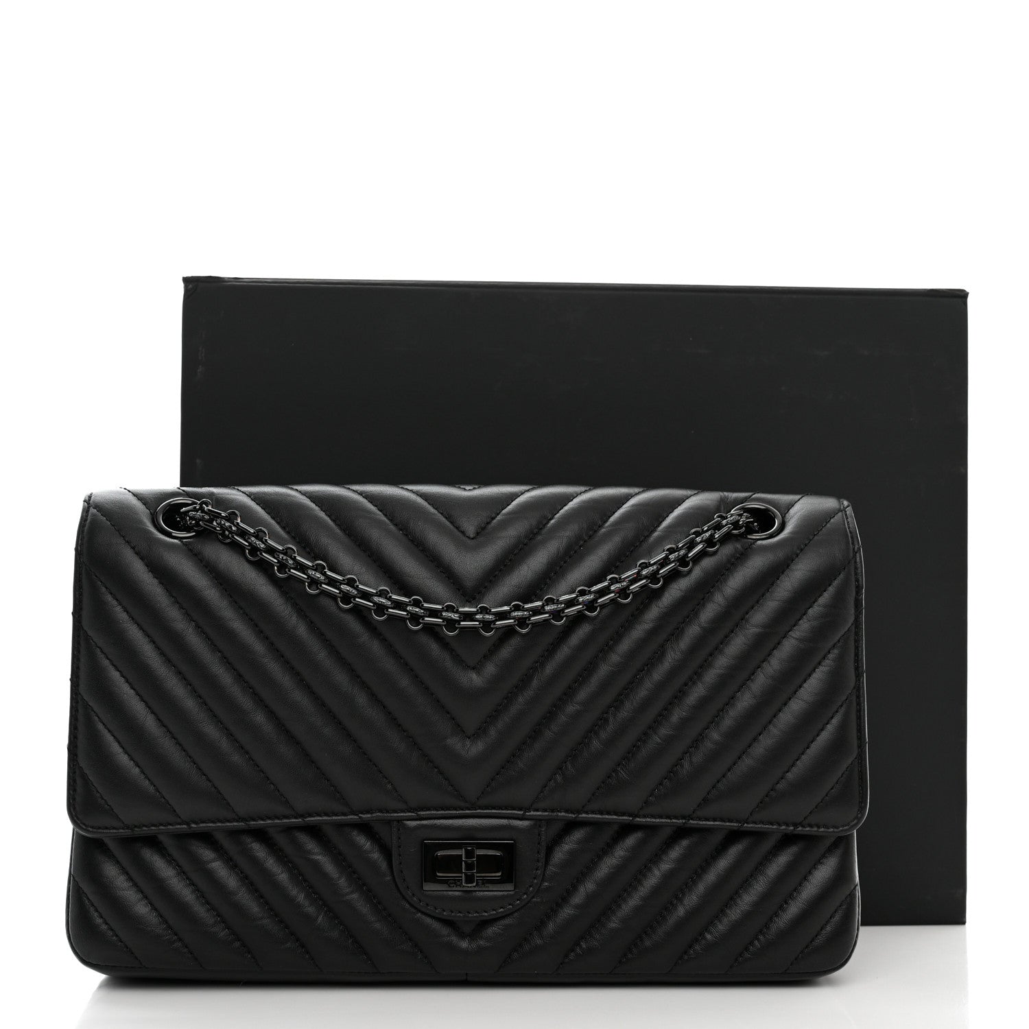 Chanel Aged Calfskin Chevron Quilted 2.55 Reissue 226 So Black 13 of 13