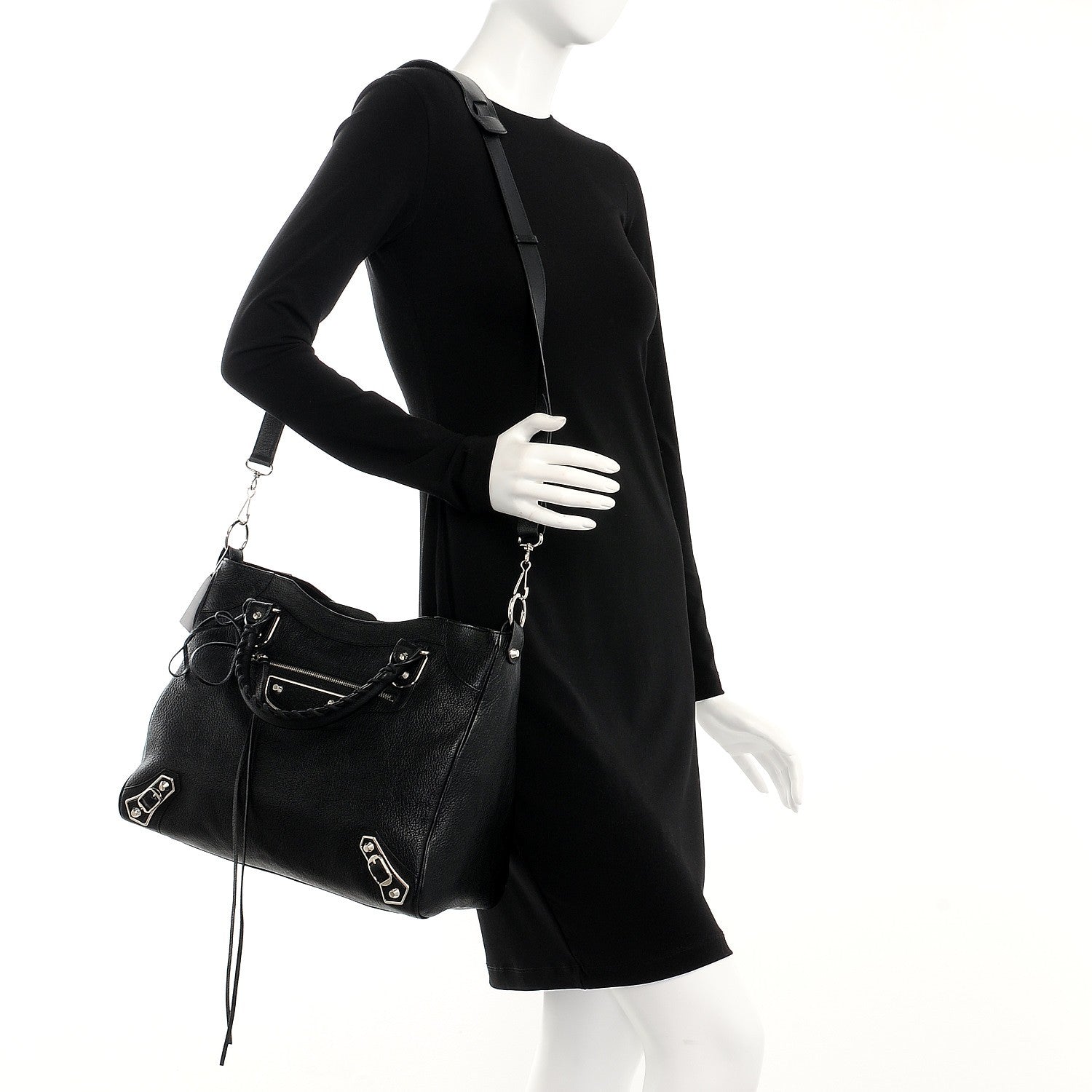 Balenciaga Chevre Silver Metallic Edge Hardware Velo Black 2 of 8