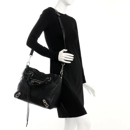 Balenciaga Chevre Silver Metallic Edge Hardware Velo Black 2 of 8