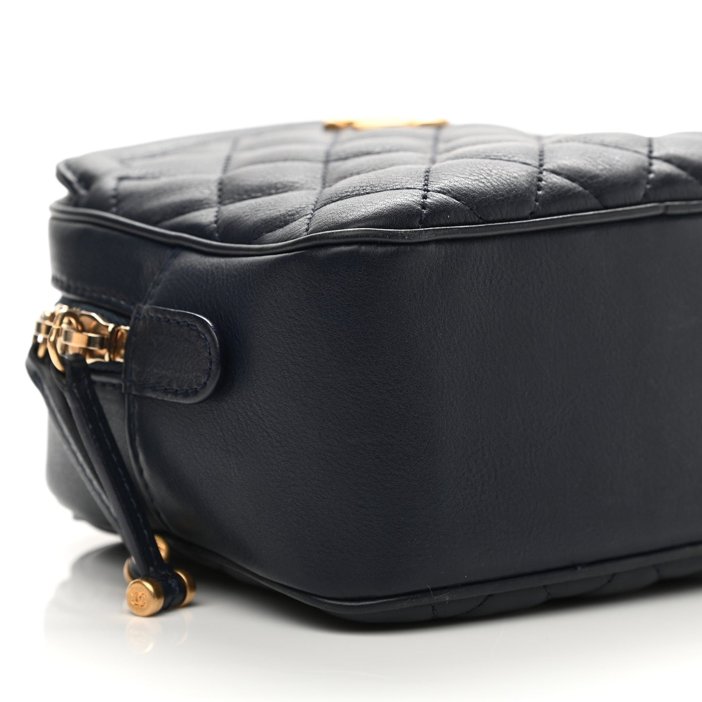 Calfskin Quilted CC Small Vanity Case Navy