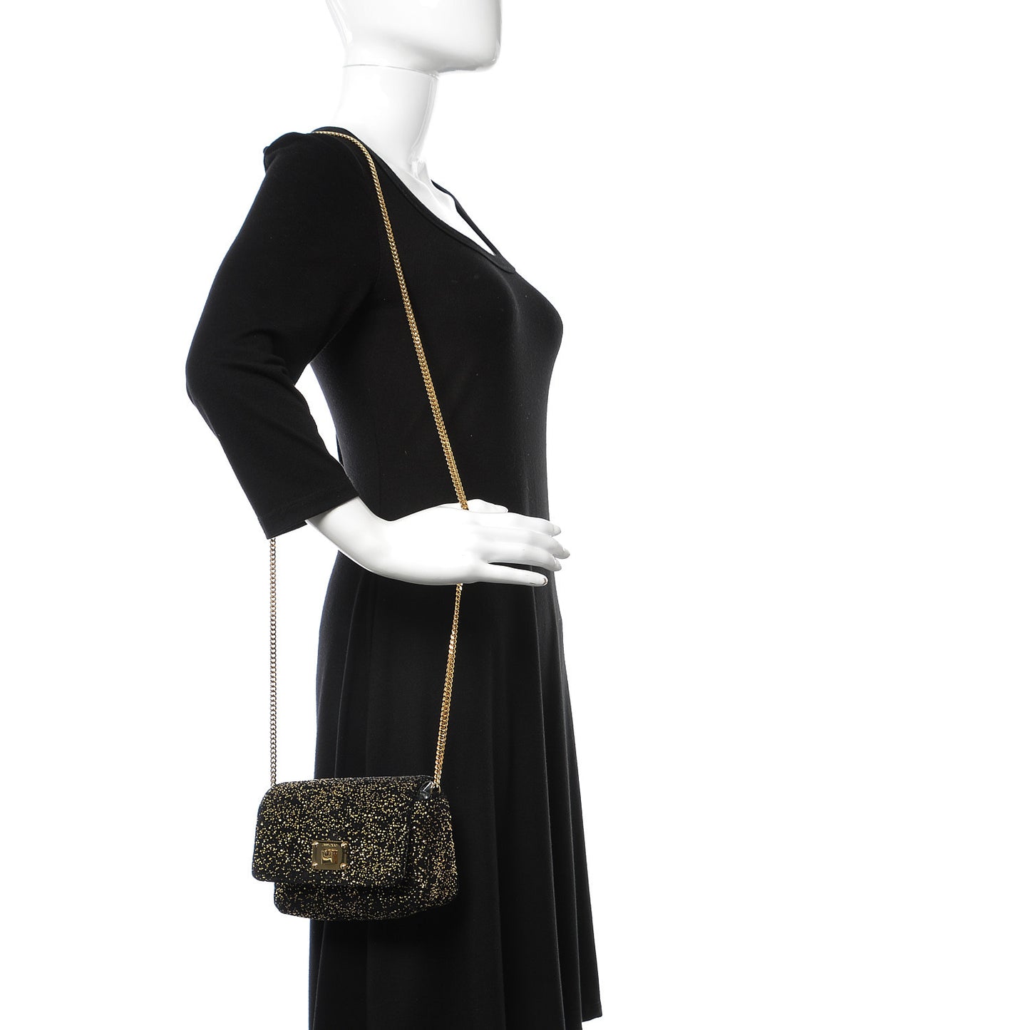 Glitter Mini Ruby Chain Crossbody Black