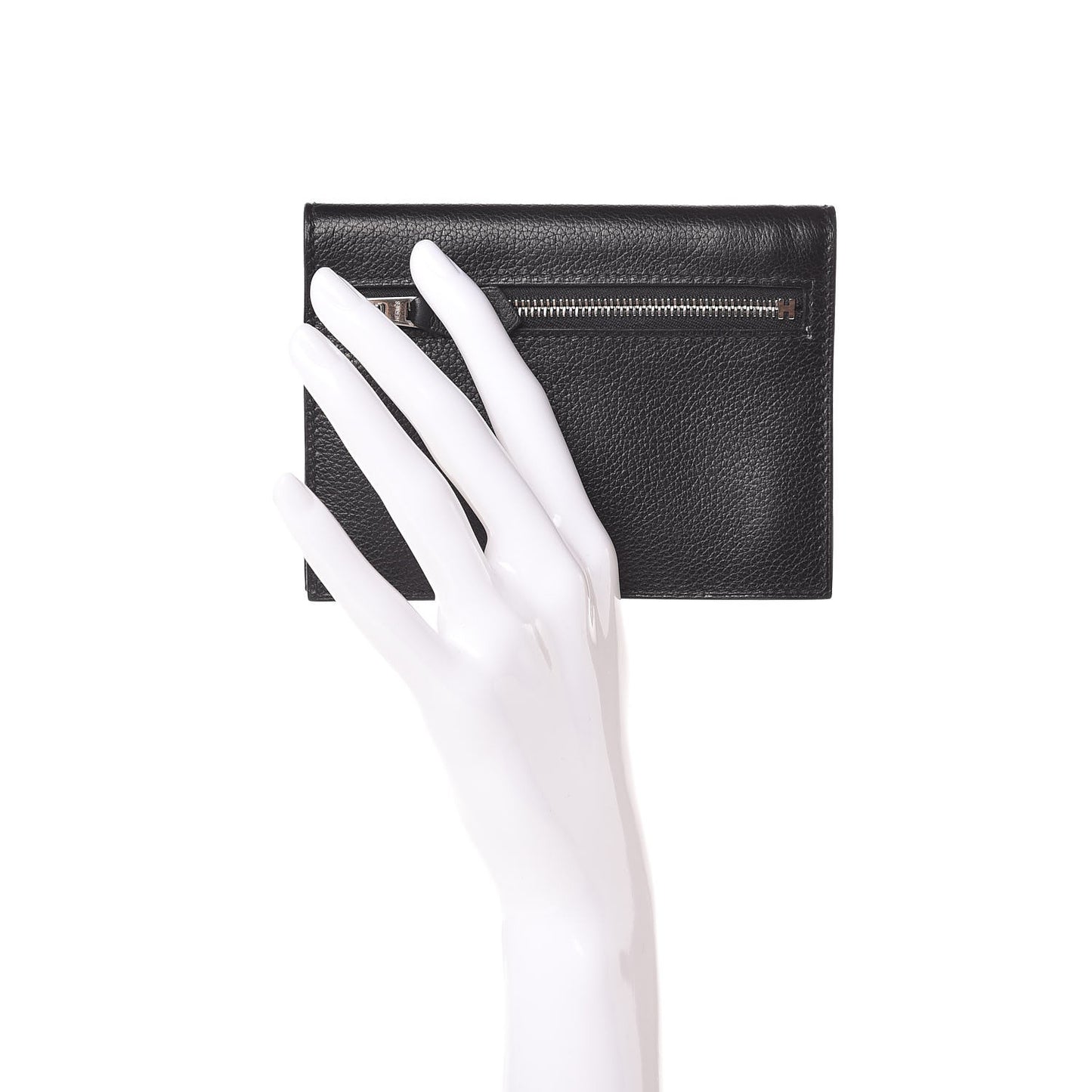 Taurillon Clemence Zip Zap Bi-Fold Wallet Black
