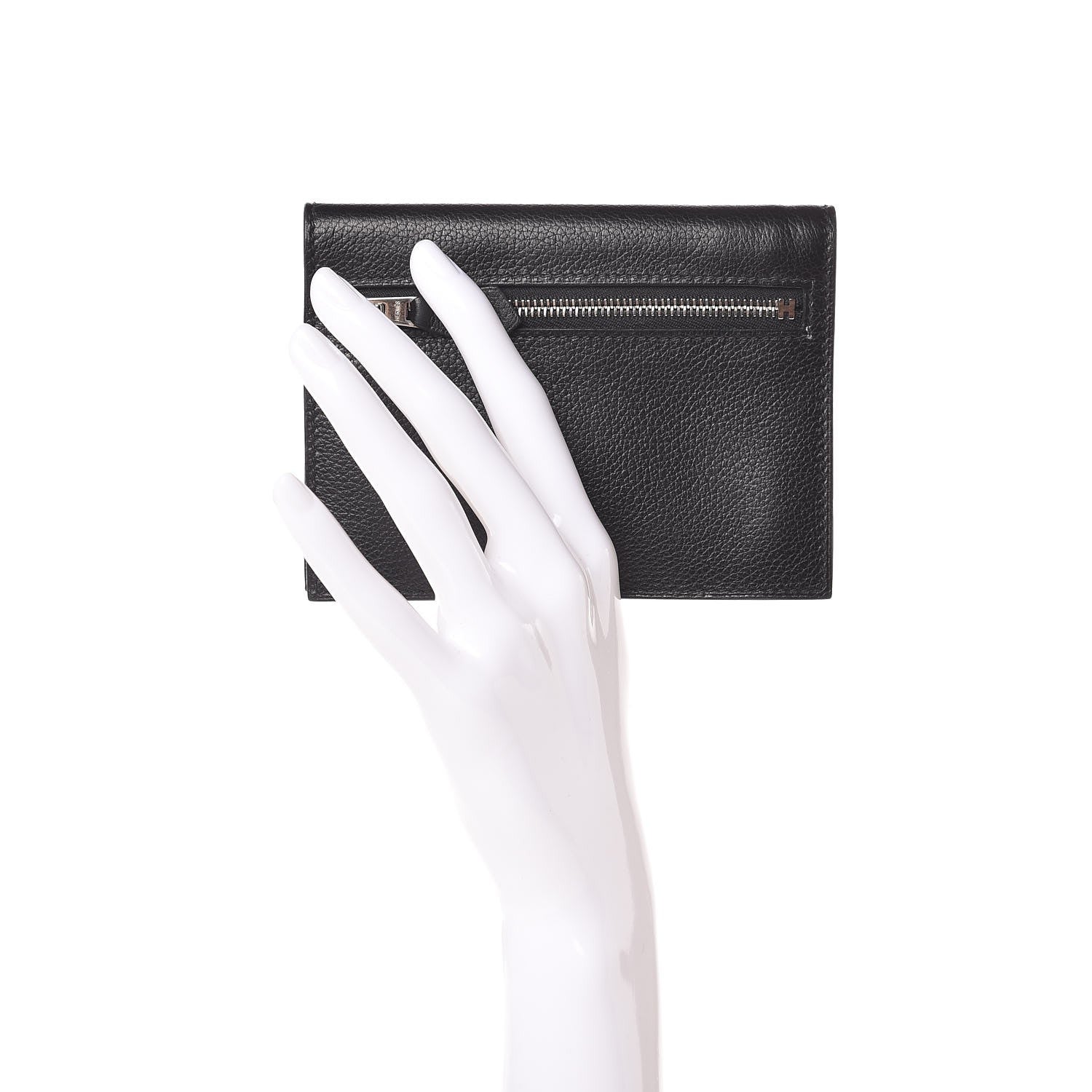 Hermes Taurillon Clemence Zip Zap Bi-Fold Wallet Black 2 of 9