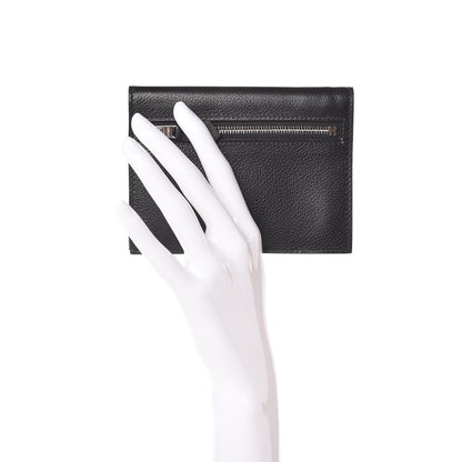 Hermes Taurillon Clemence Zip Zap Bi-Fold Wallet Black 2 of 9