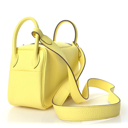 Hermes Taurillon Clemence Mini Lindy 20 Limoncello 3 of 11