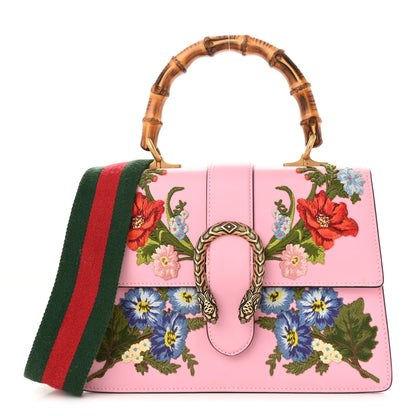 Gucci Calfskin Bamboo Web Embroidered Medium Dionysus Top Handle Bag Pink 1 of 15