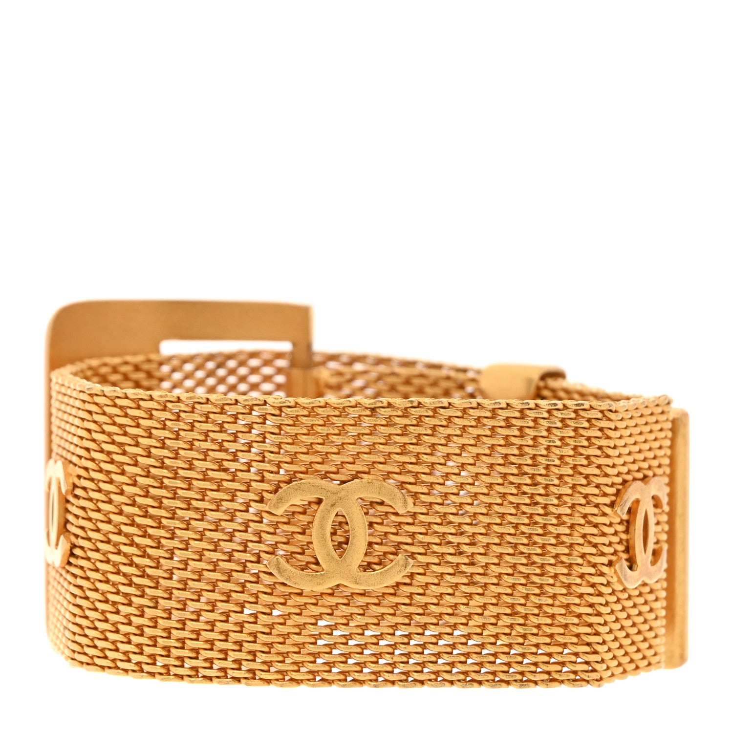 Chanel Metal Mesh Buckle Bracelet Gold 1 of 5